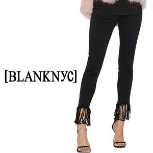 BLANKNYC Fray Hem Black Mid-Rise Fringe Stretch Jeans Size 27